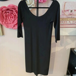 Sympli Black Scoop Neck Wrinkle Free Travel Dress